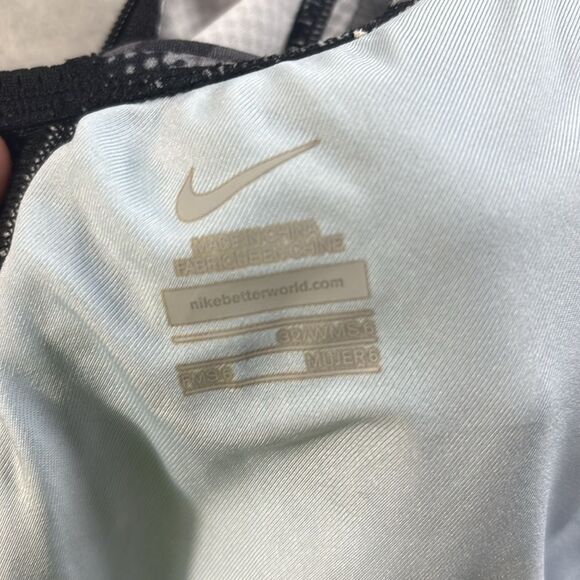 Nike Black Gray Racerback One Piece Swim Suit Zipper Closure Mesh Detail Size 6 - Picture 10 of 10